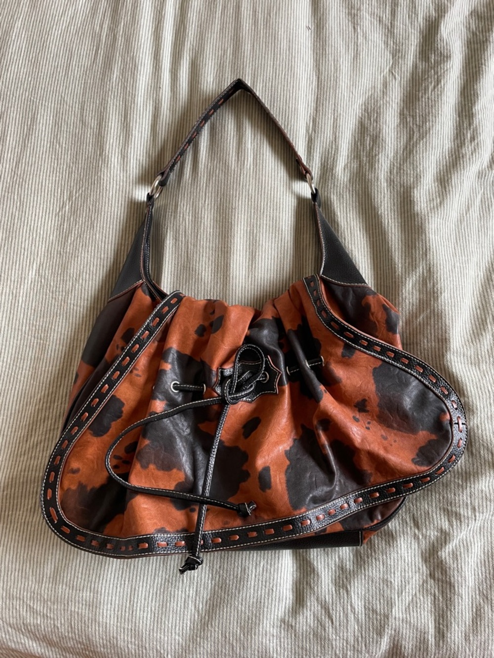 Brown Leather Cow Print Purse